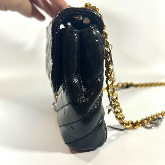 New Rebecca Minkoff Edie Leather Crossbody Bag Black Celestial Charm Quilted - Picture 13 of 14